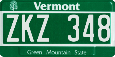 VT license plate ZKZ348