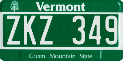 VT license plate ZKZ349