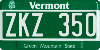 VT license plate ZKZ350