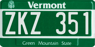 VT license plate ZKZ351