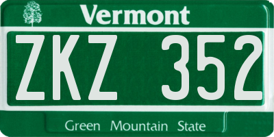 VT license plate ZKZ352