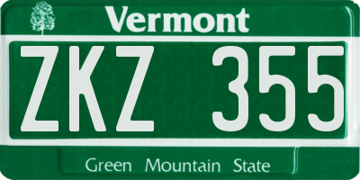 VT license plate ZKZ355