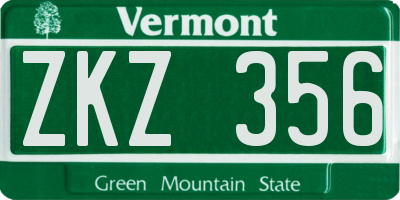 VT license plate ZKZ356