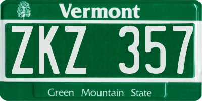 VT license plate ZKZ357