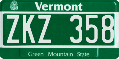 VT license plate ZKZ358
