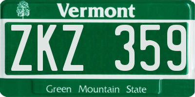 VT license plate ZKZ359