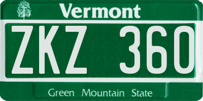 VT license plate ZKZ360