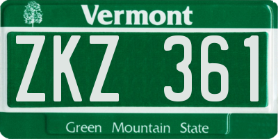 VT license plate ZKZ361