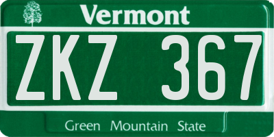 VT license plate ZKZ367