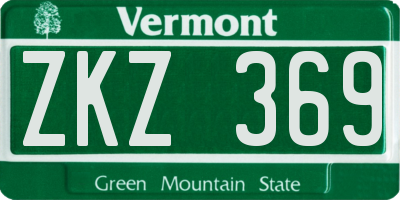 VT license plate ZKZ369