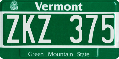 VT license plate ZKZ375