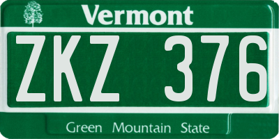 VT license plate ZKZ376