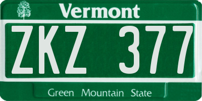 VT license plate ZKZ377