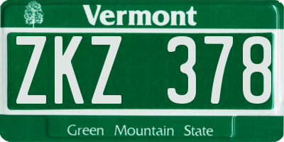 VT license plate ZKZ378