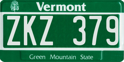 VT license plate ZKZ379