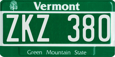 VT license plate ZKZ380