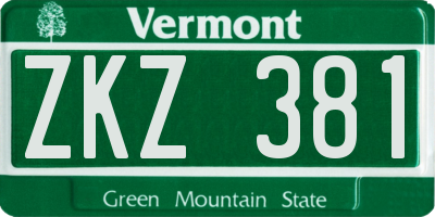 VT license plate ZKZ381