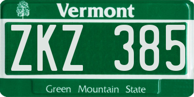 VT license plate ZKZ385