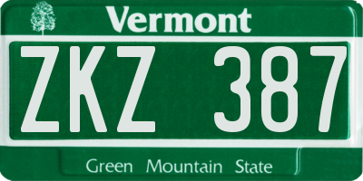 VT license plate ZKZ387