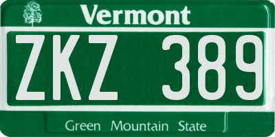 VT license plate ZKZ389