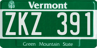 VT license plate ZKZ391