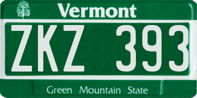 VT license plate ZKZ393