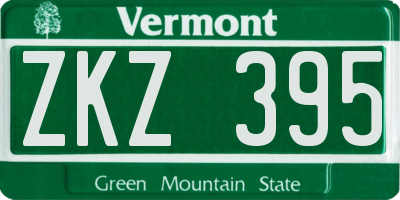 VT license plate ZKZ395