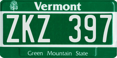 VT license plate ZKZ397