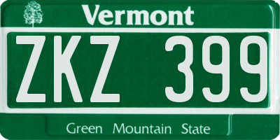 VT license plate ZKZ399