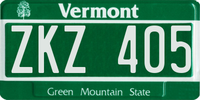 VT license plate ZKZ405