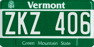 VT license plate ZKZ406