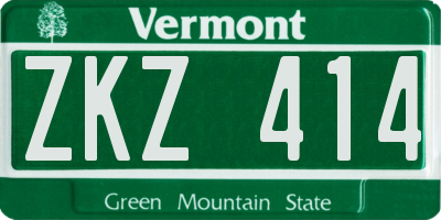 VT license plate ZKZ414