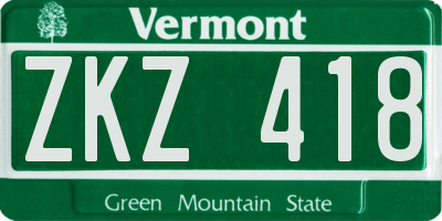 VT license plate ZKZ418