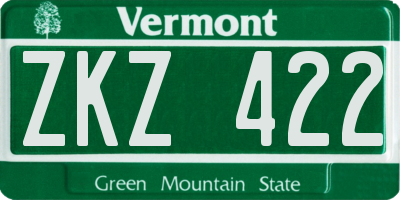 VT license plate ZKZ422