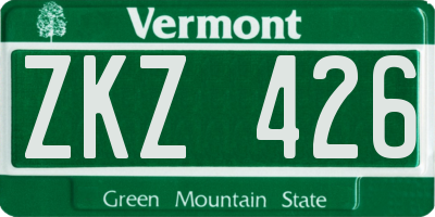 VT license plate ZKZ426