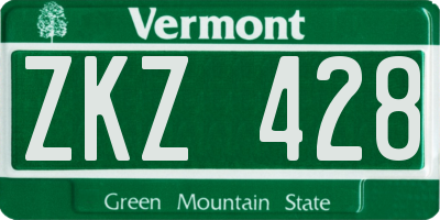 VT license plate ZKZ428