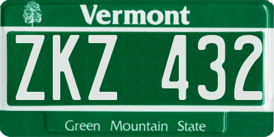VT license plate ZKZ432