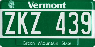 VT license plate ZKZ439