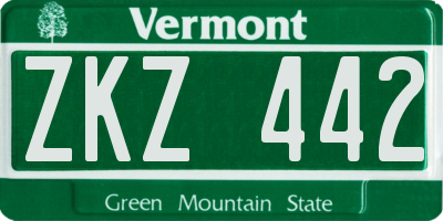 VT license plate ZKZ442