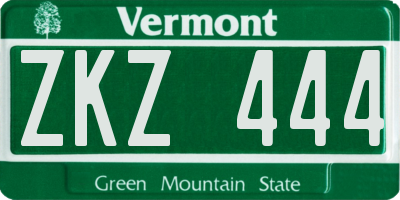 VT license plate ZKZ444