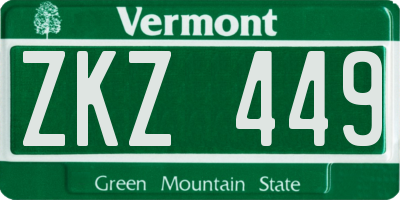VT license plate ZKZ449