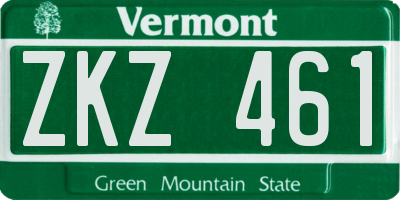 VT license plate ZKZ461