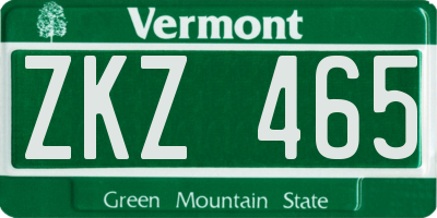 VT license plate ZKZ465