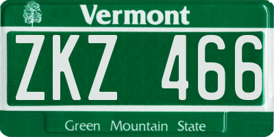 VT license plate ZKZ466