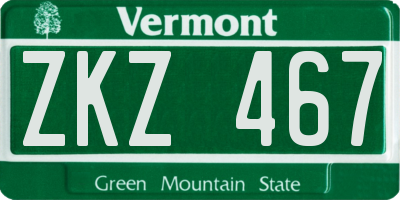 VT license plate ZKZ467