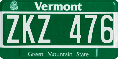 VT license plate ZKZ476