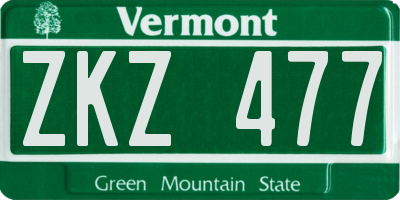 VT license plate ZKZ477