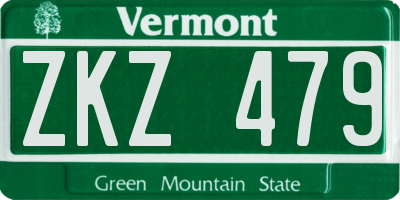 VT license plate ZKZ479