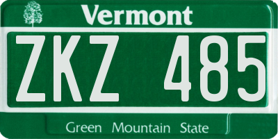 VT license plate ZKZ485