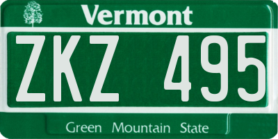 VT license plate ZKZ495